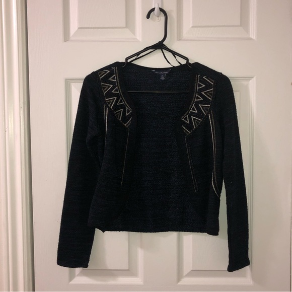 American Eagle Blue Crop Open Sweater small - Picture 2 of 7